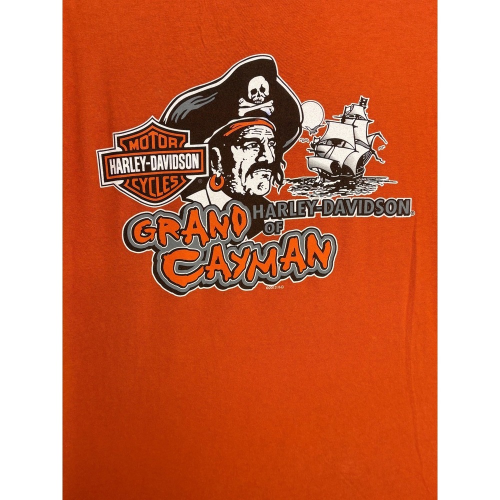 Skull Ride The Plank Grand Cayman T-Shirt Mens Orange Large Harley Davidson‎